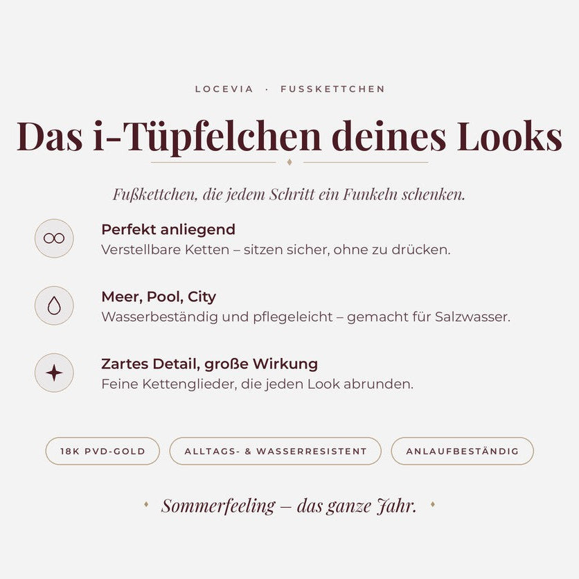 LOCEVIA – Fußkettchen mit Stabdetail und Schmuckstein
