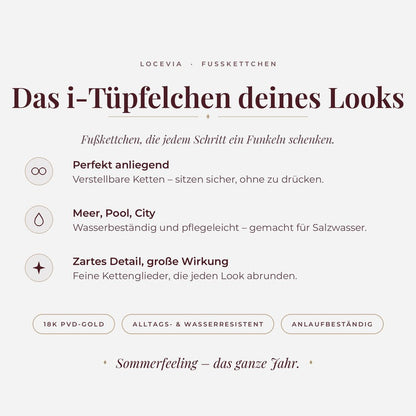 LOCEVIA – Fußkettchen mit Stabdetail und Schmuckstein